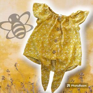 Yellow floral girls blouse